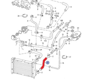 Koelslang radiateur naar waterpomp